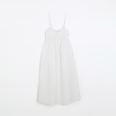 White spot sleeveless midi dress River Island