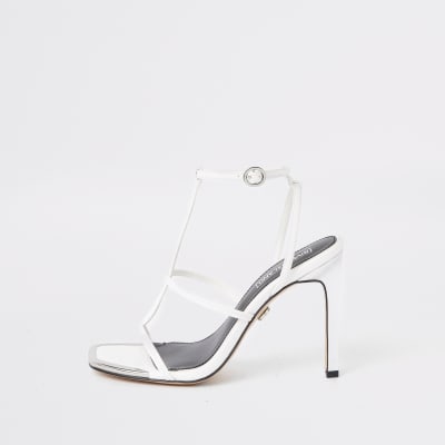 White strappy heel sandals