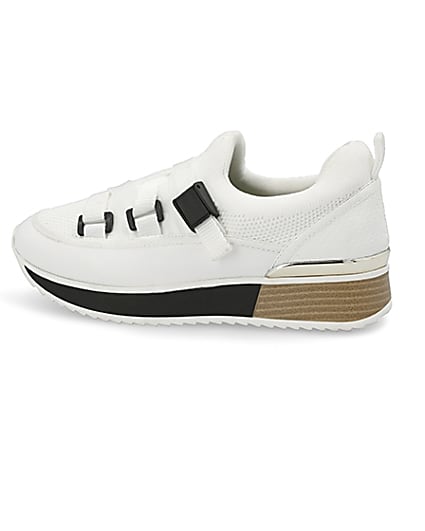 360 degree animation of product White strappy runner trainers frame-4