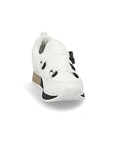 360 degree animation of product White strappy runner trainers frame-20
