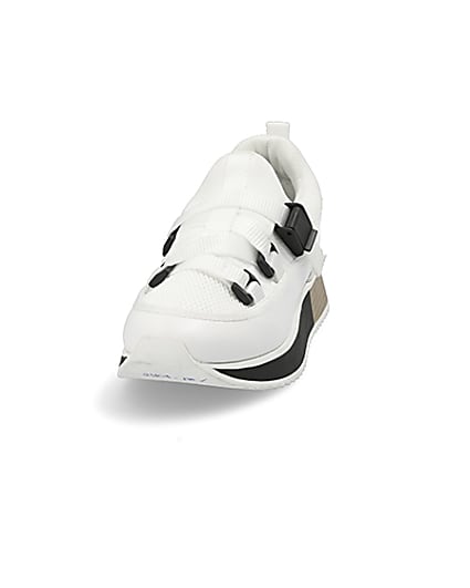 360 degree animation of product White strappy runner trainers frame-22