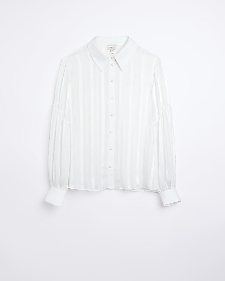 White Stripe Chiffon Shirt