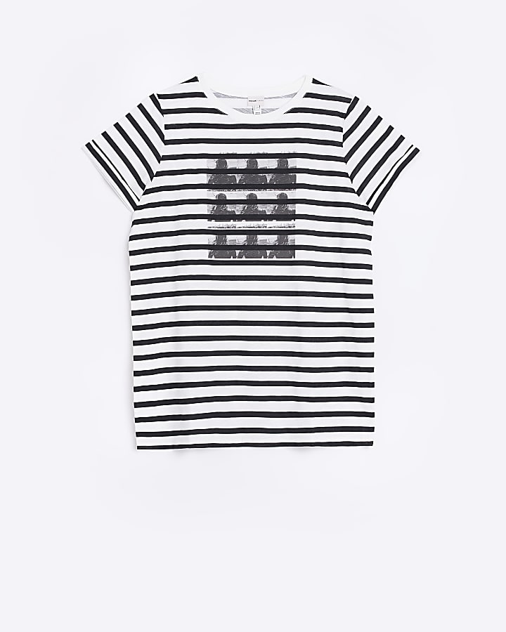White stripe graphic print t-shirt