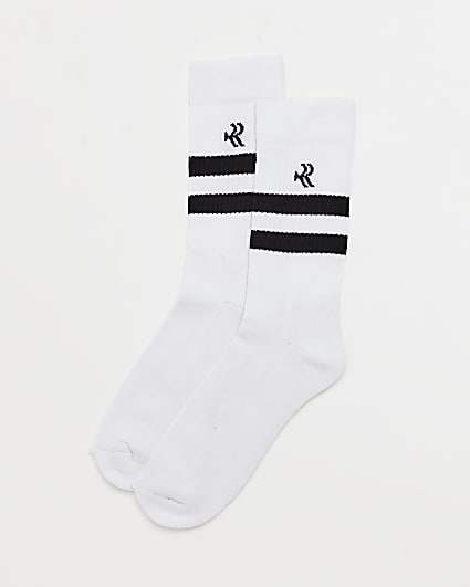 White stripe RI embroidered tube socks
