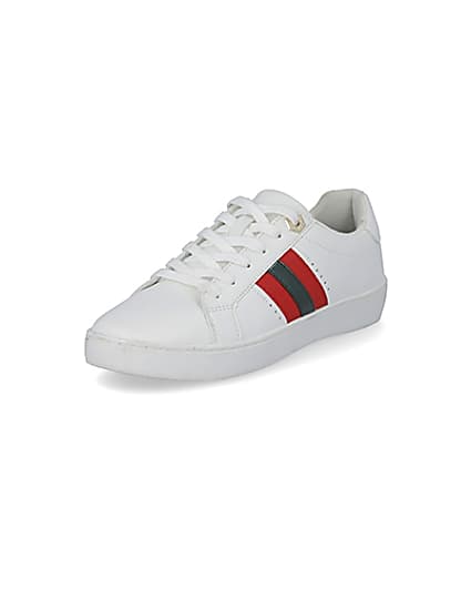 360 degree animation of product White stripe side lace-up trainers frame-0