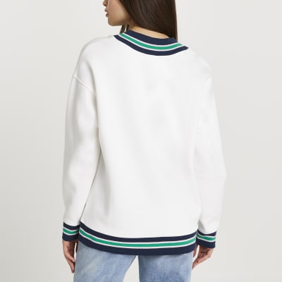 White stripe tape badge chest sweatshirt