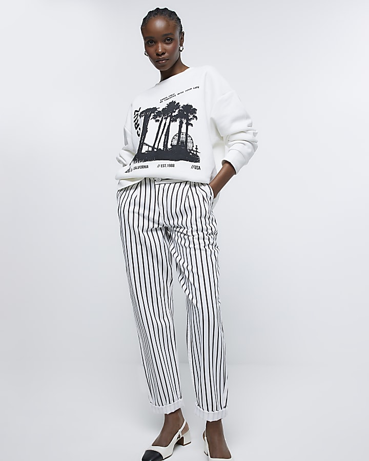 White stripe tapered trousers