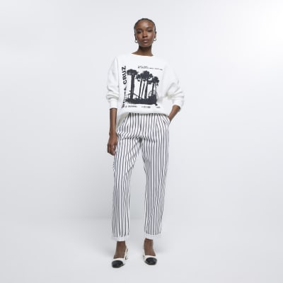 Pinstripe tapered trousers women's online