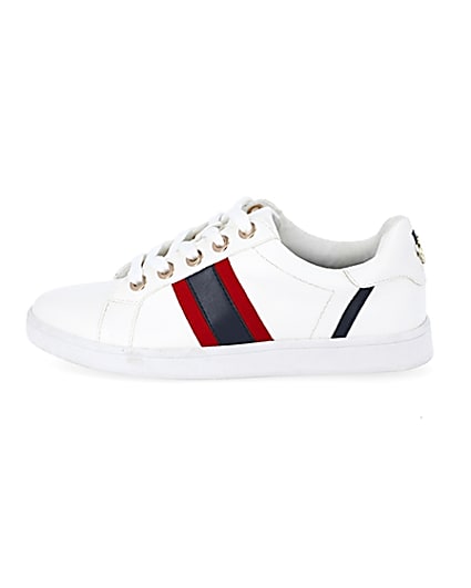 360 degree animation of product White stripe wide fit lace-up trainers frame-3
