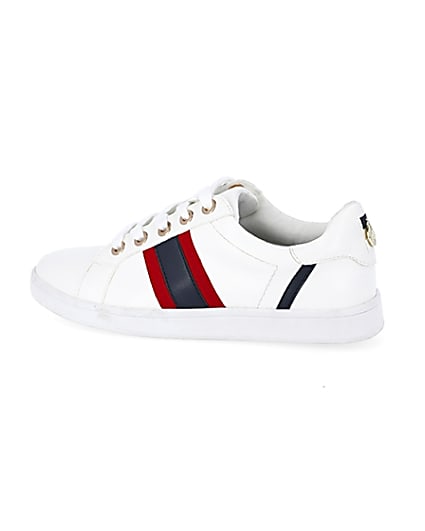 360 degree animation of product White stripe wide fit lace-up trainers frame-4