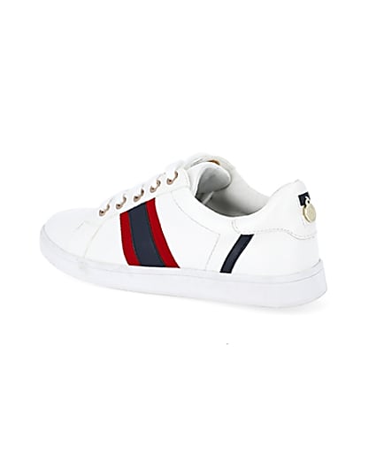 360 degree animation of product White stripe wide fit lace-up trainers frame-5