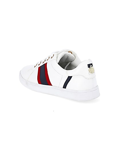 360 degree animation of product White stripe wide fit lace-up trainers frame-6