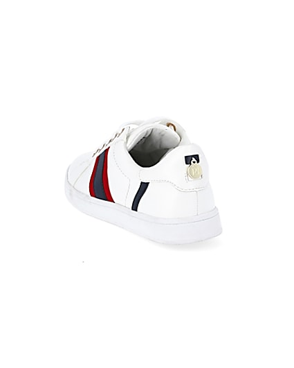 360 degree animation of product White stripe wide fit lace-up trainers frame-7