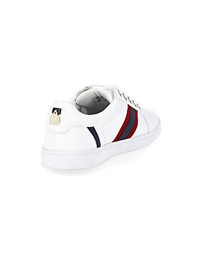 360 degree animation of product White stripe wide fit lace-up trainers frame-11