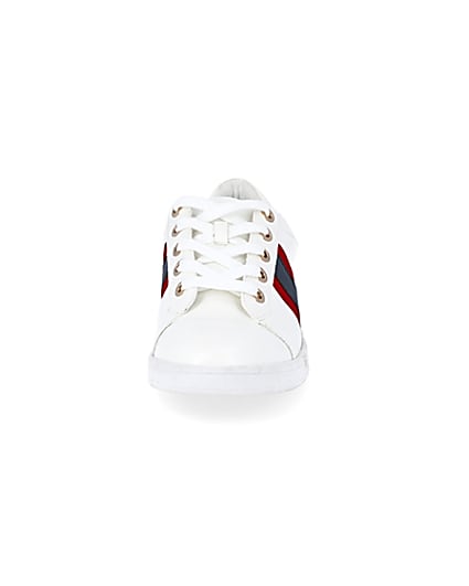 360 degree animation of product White stripe wide fit lace-up trainers frame-21