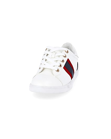 360 degree animation of product White stripe wide fit lace-up trainers frame-22