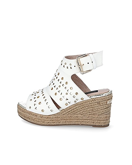 360 degree animation of product White studded open toe wide fit wedge sandals frame-4