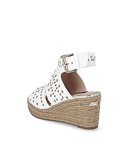 360 degree animation of product White studded open toe wide fit wedge sandals frame-6