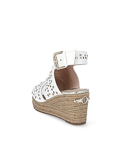 360 degree animation of product White studded open toe wide fit wedge sandals frame-7
