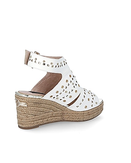 360 degree animation of product White studded open toe wide fit wedge sandals frame-13