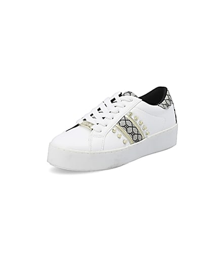 360 degree animation of product White studded RI monogram trainers frame-0