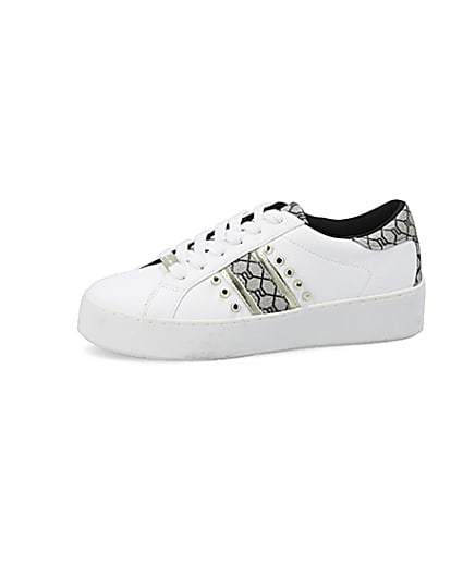 360 degree animation of product White studded RI monogram trainers frame-2