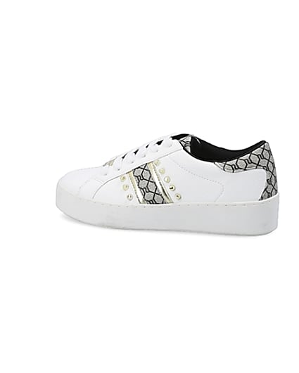 360 degree animation of product White studded RI monogram trainers frame-4