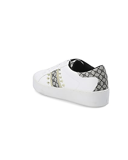 360 degree animation of product White studded RI monogram trainers frame-6