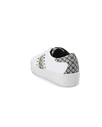 360 degree animation of product White studded RI monogram trainers frame-7