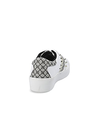 360 degree animation of product White studded RI monogram trainers frame-10
