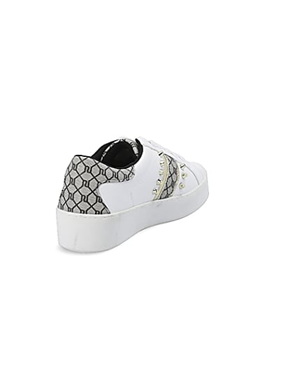 360 degree animation of product White studded RI monogram trainers frame-11