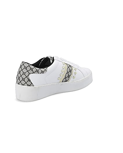 360 degree animation of product White studded RI monogram trainers frame-12