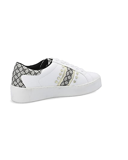 360 degree animation of product White studded RI monogram trainers frame-13