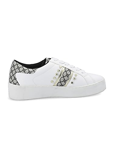 360 degree animation of product White studded RI monogram trainers frame-14