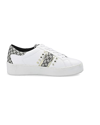 360 degree animation of product White studded RI monogram trainers frame-15