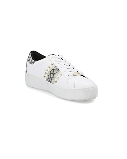 360 degree animation of product White studded RI monogram trainers frame-18