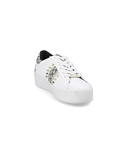 360 degree animation of product White studded RI monogram trainers frame-19