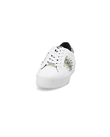 360 degree animation of product White studded RI monogram trainers frame-22