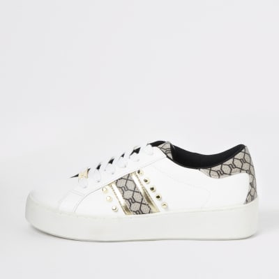 river island ladies white trainers