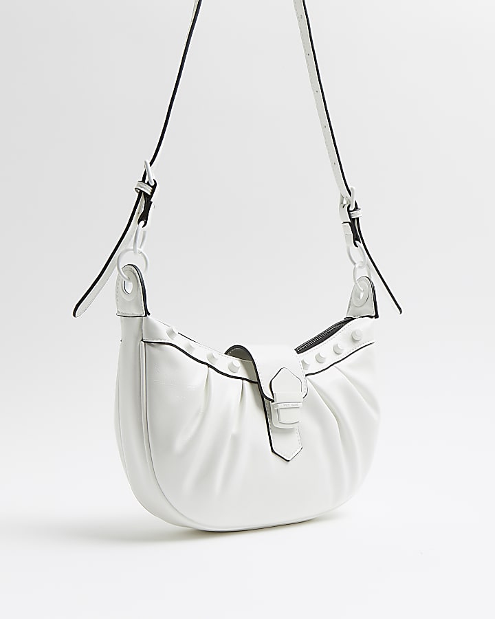 White studded shoulder bag