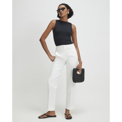 river island cigarette trousers White Tailored Cigarette Trousers