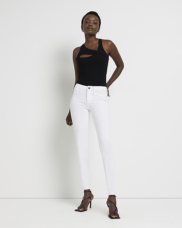 White Tall Molly mid bum sculpt skinny jeans