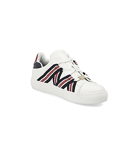 360 degree animation of product White tape lace-up trainers frame-18