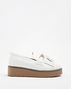White tassel detail chunky loafers