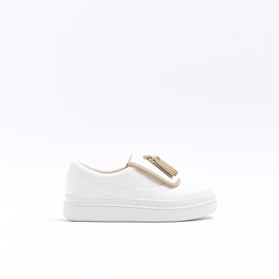 White leather hot sale plimsolls ladies