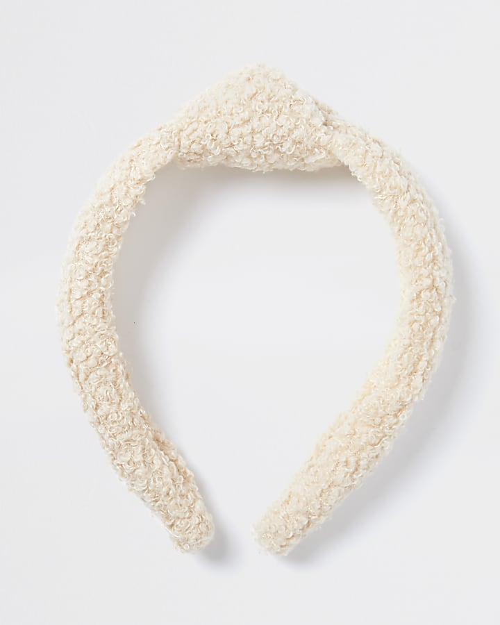 White teddy knot aliceband