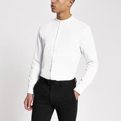 white slim fit grandad shirt