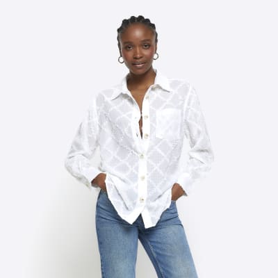 Long white shirt clearance womens