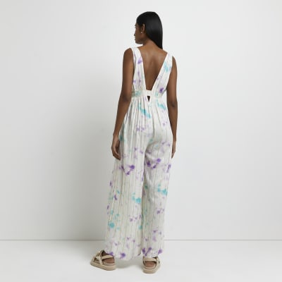 White tie dye jumpsuit