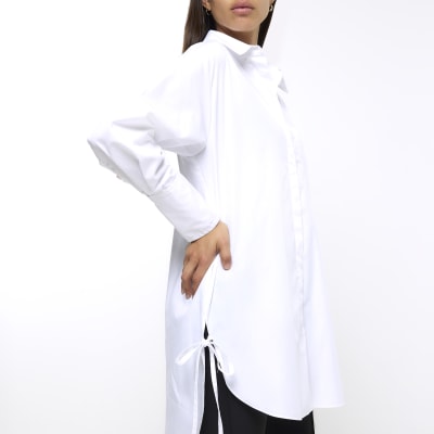 White tie side oversized shirt